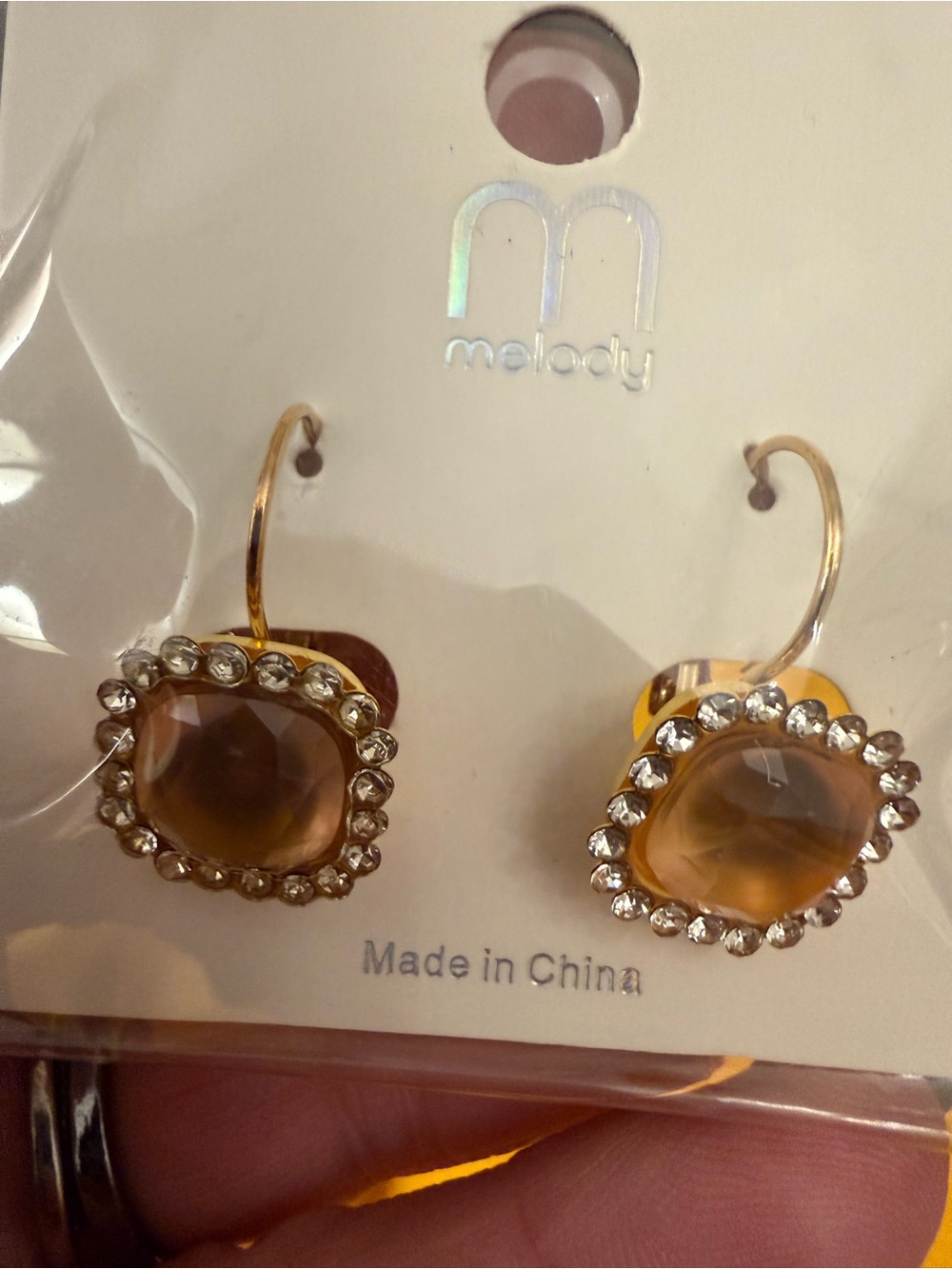 Melody Gold-Tone Amber Crystal Drop Earrings